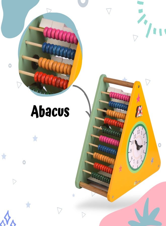 The Funny Mind 7-in-1 Wooden Activity Triangle for Kids & Toddlers | Educational Learning Toy with Abacus, Gears, Clock, Weather & Alphabets | Montessori-Inspired Activity Toy - Image 5